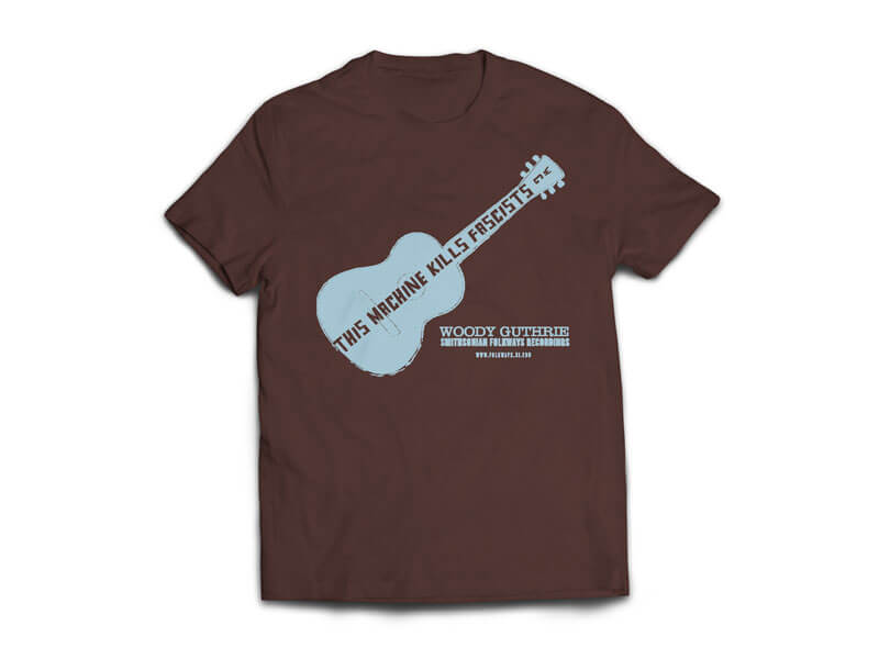 Woody Guthrie/Pete Seeger T-Shirt Front in Dark Chocolate