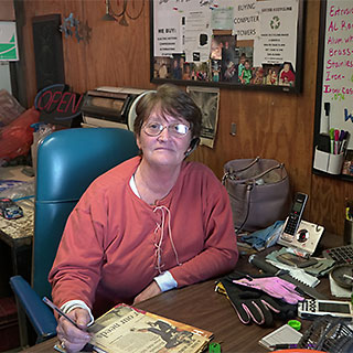 Mary Lawson’s office depicts a mix of her work in ginseng dealing and metals recycling. Photo by Betty  Belanus, Ralph Rinzler Folklife Archives